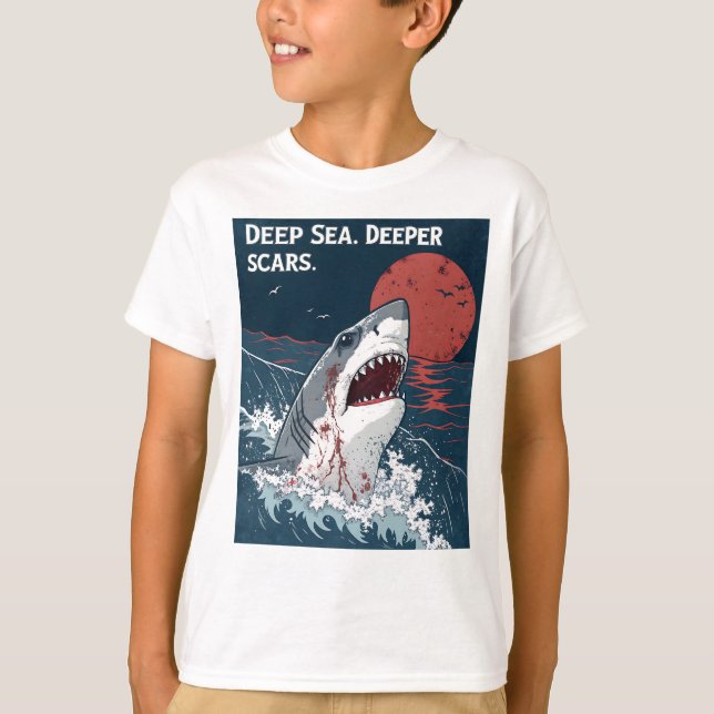 Camiseta Gran tiburón blanco con cicatrices más profundas e (Anverso)