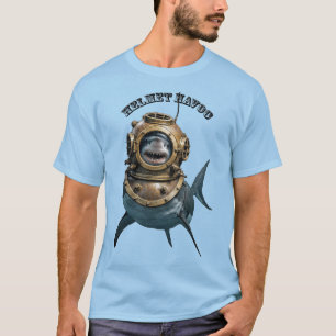 Camiseta Gran Tiburón Blanco Dentro de un Casco de Buceo UR