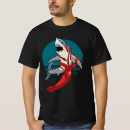 Camiseta Gran tiburón blanco y calamar gigante
