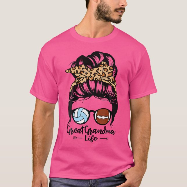 Camiseta Gran Vida de la Abuela Desordenado Bun Hair Fútbol (Anverso)
