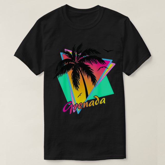 Camiseta Granada 80 Verano tropical soleado Palm Tree Sunse (Diseño del anverso)