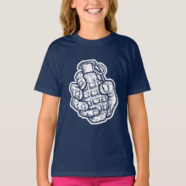 Camiseta Granada De Mano Al Estilo De Los Comics (Anverso)