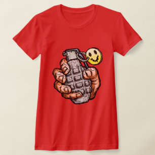 Camiseta Granada de mano con cara feliz, estilo de historie