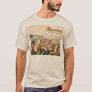 Camiseta Granada España Alhambra Aquarela Viajes Antiguos