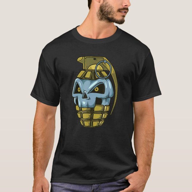 Camiseta Granada explosiva de cráneo manual (Anverso)