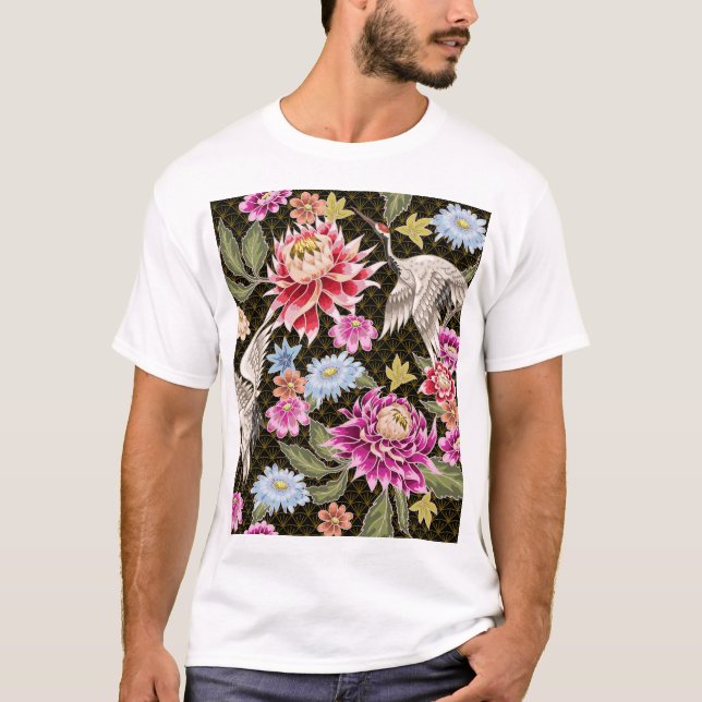 Camiseta Gránas de Asters: estilo japonés sin costuras pint (Anverso)