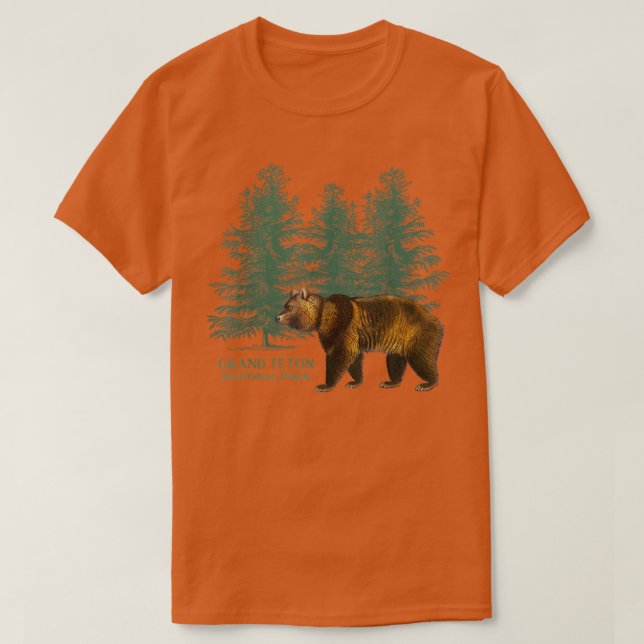 Camiseta Grand Teton National Park Wyoming Bear Trees Retro (Diseño del anverso)