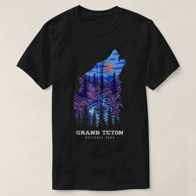 Camiseta Grand Teton Reminder  National Park Wolf Souvenir  (Diseño del anverso)