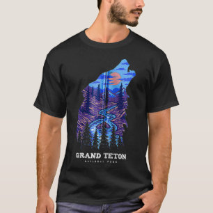 Camiseta Grand Teton Reminder  National Park Wolf Souvenir 