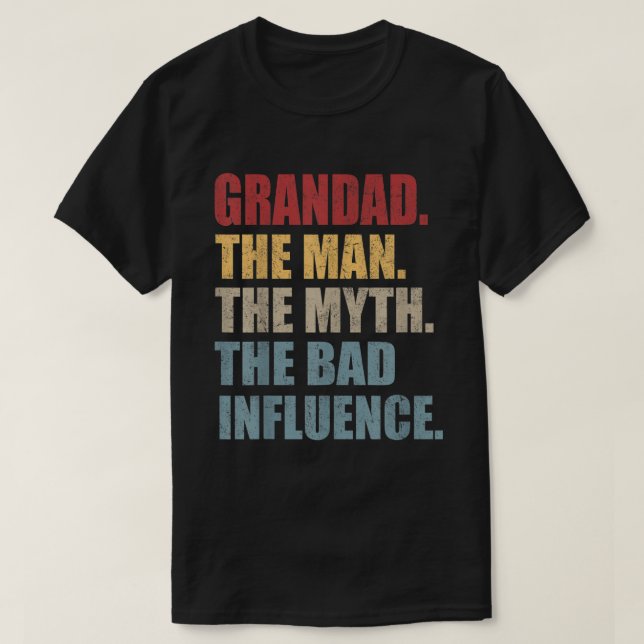 Camiseta Grandad El Hombre Mito Mala Influencia Padres Funn (Diseño del anverso)