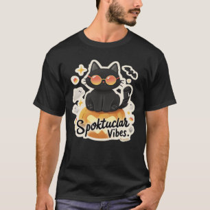Camiseta grande de Halloween de calabaza gato negr