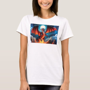Camiseta grande del dragón rojo amenazante