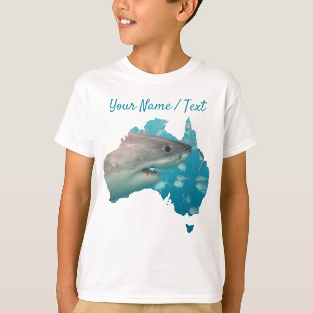 Camiseta Grandes chicos blancos y azules de Tiburón en Aust (Anverso)