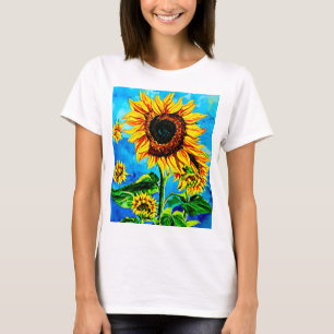 Camiseta Grandes girasoles Watercoloración Natural T-Sh