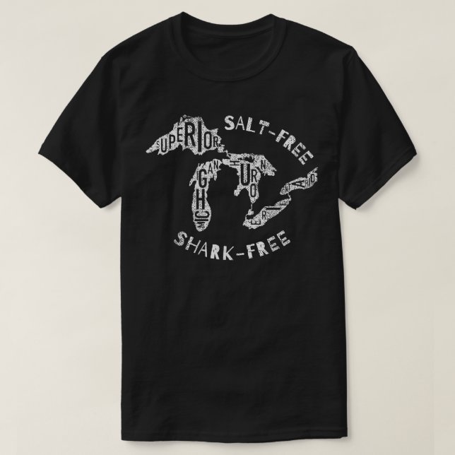 Camiseta Grandes lagos libres de sal para tiburones (Diseño del anverso)