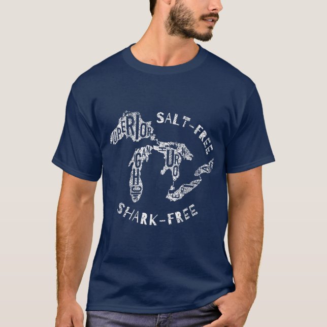 Camiseta Grandes lagos libres de sal para tiburones (Anverso)