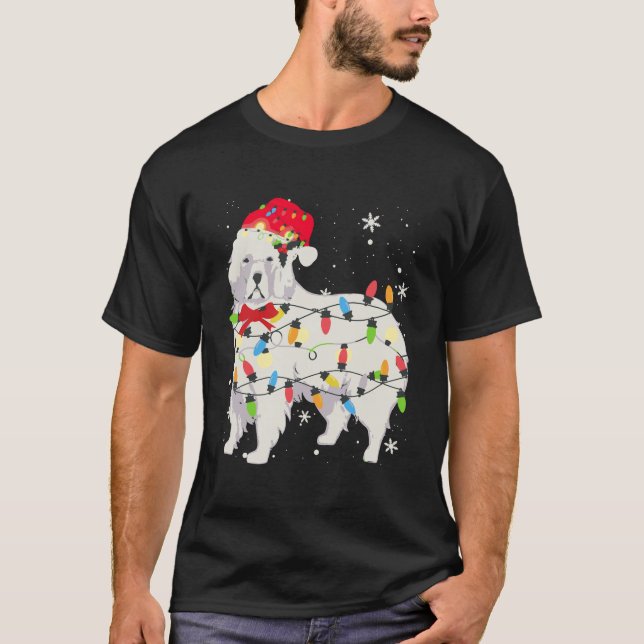 Camiseta Grandes Navidades de perro de los Pirineos Encende (Anverso)