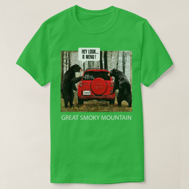 Camiseta Grandes Osos De Montaña Humeante Hey Mira El Menú (Diseño del anverso)