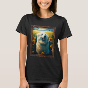 Camiseta Grandes Pirineos Pintando Flores De Girasol Madres