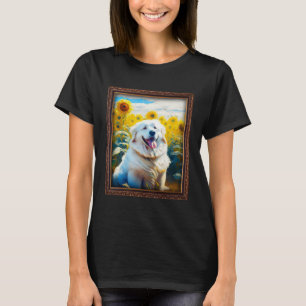 Camiseta Grandes Pirineos Pintando Flores De Girasol Madres
