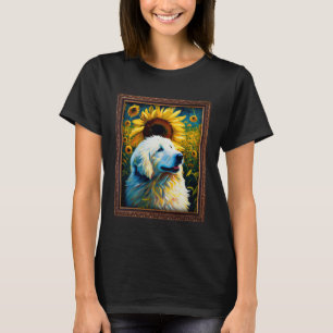 Camiseta Grandes Pirineos Pintando Flores De Girasol Madres