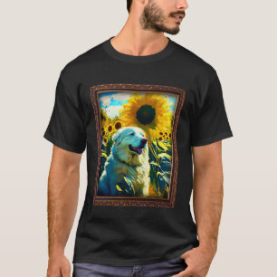 Camiseta Grandes Pirineos Pintando Flores De Girasol Madres