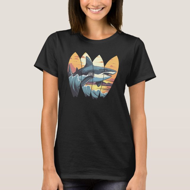 Camiseta Grandes tablas de surf de tiburón blanco (Anverso)