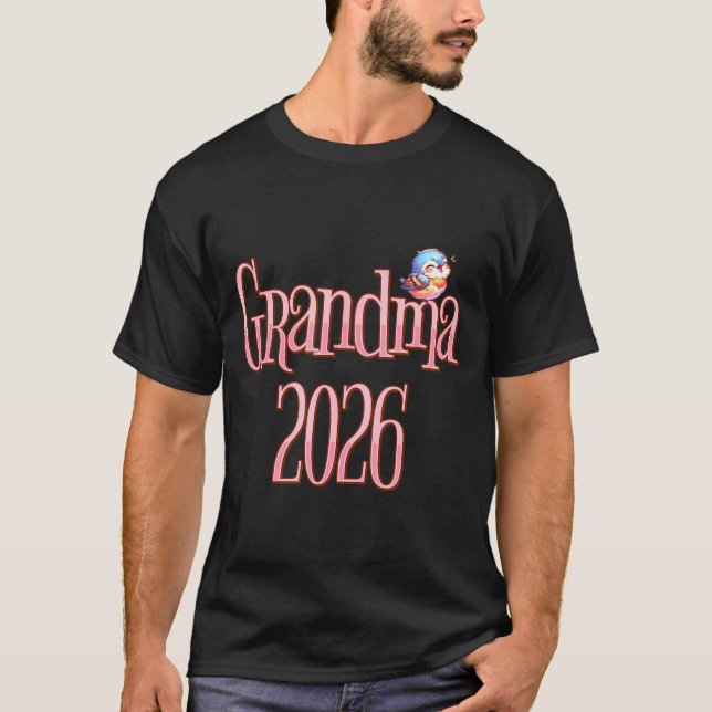Camiseta Grandma 2026 Cute Bird New Grandma Pregnancy Revea (Anverso)