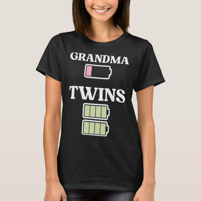 Camiseta Grandma Battery Twin Grandma Of Twins Twin Grandmo (Anverso)