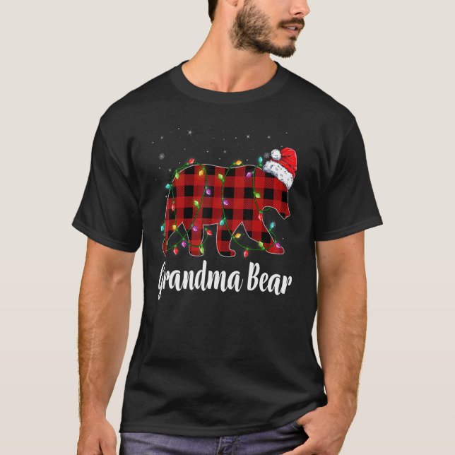 Camiseta Grandma Bear Buffalo Red Plaid Matching Family Chr (Anverso)