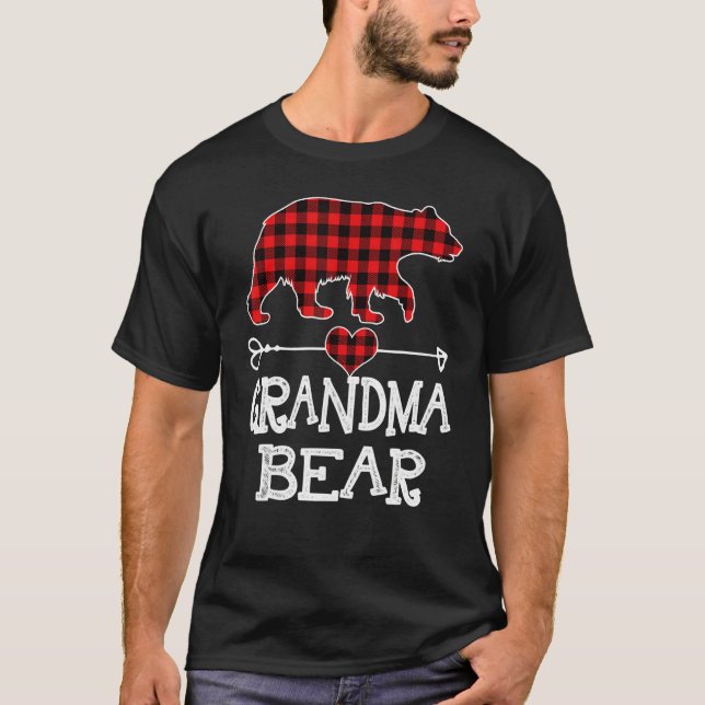 Camiseta Grandma Bear Christmas Pajama Red Plaid Buffalo Fa (Anverso)