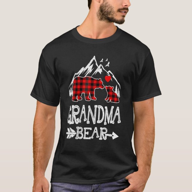 Camiseta Grandma Bear Christmas Pajama Red Plaid Buffalo Fa (Anverso)