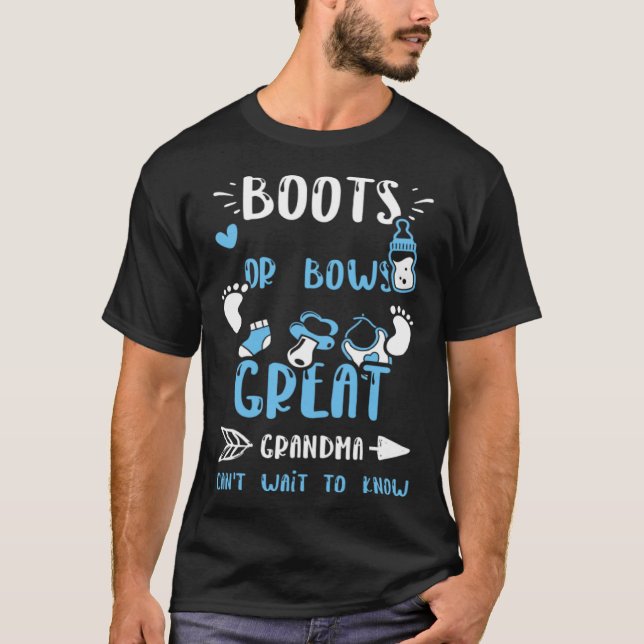 Camiseta Grandma Boots Or Bows Great Grandma Can't Wait  Ba (Anverso)