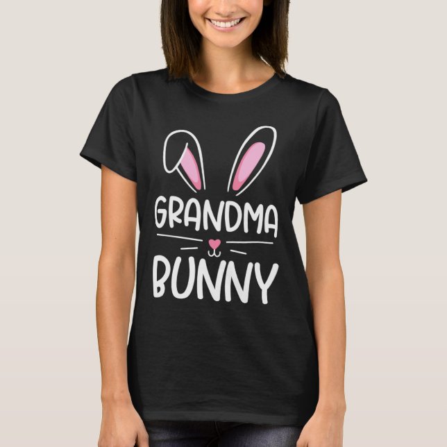 Camiseta Grandma Bunny Happy Easter Day Men Women Matching  (Anverso)