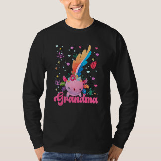 Camiseta Grandma Cute Axolotl Wearing Floral Flowers Costum