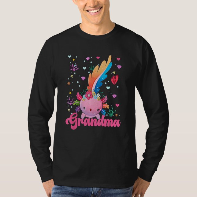 Camiseta Grandma Cute Axolotl Wearing Floral Flowers Costum (Anverso)