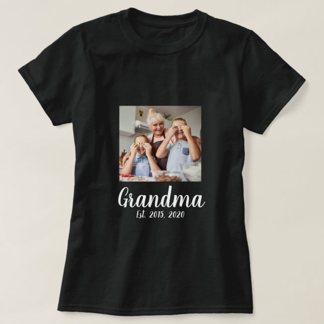 Camiseta Grandma Established White Script Photo (Diseño del anverso)