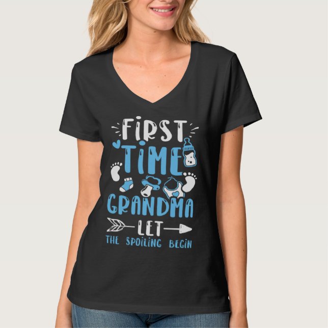 Camiseta Grandma First Time Grandma Let The Spoiling Beg  B (Anverso)