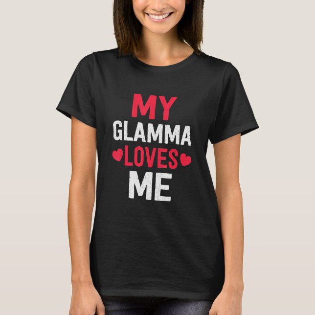 Camiseta Grandma Grandkids My Loving Glamma Loves Me Family (Anverso)