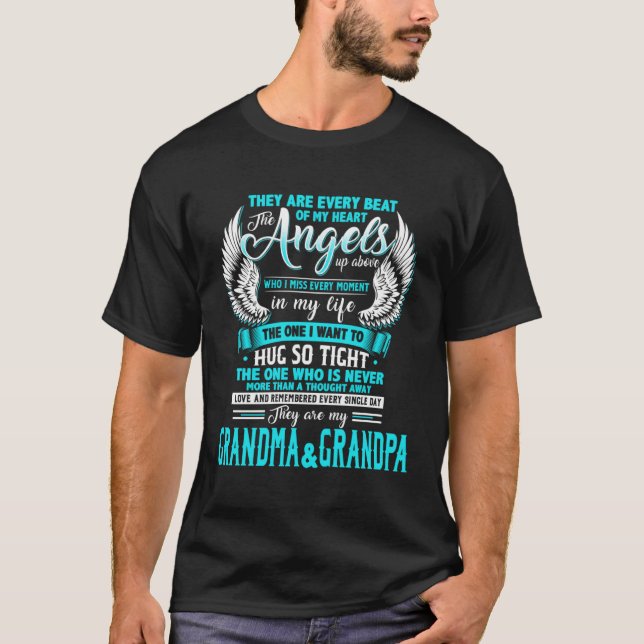 Camiseta Grandma & Grandpa Every Beat Of My Heart The Angel (Anverso)
