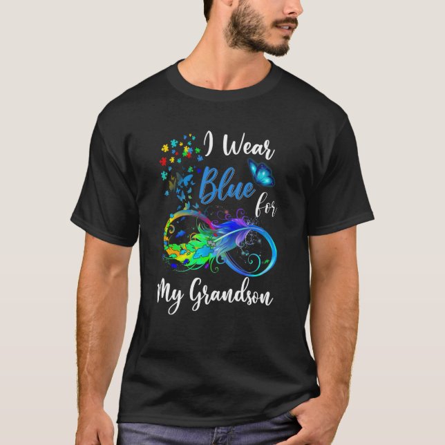 Camiseta Grandma Grandpa I Wear Blue For My Grandson Autism (Anverso)