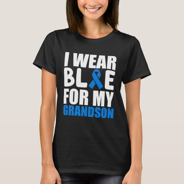 Camiseta Grandma Grandpa I Wear Blue For My Grandson Autism (Anverso)