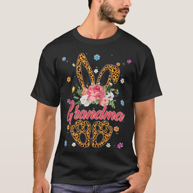 Camiseta Grandma Leopard Bunny Matching Family Easter Day P (Anverso)
