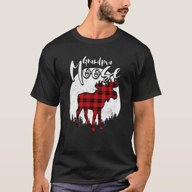 Camiseta Grandma Moose Red Plaid Buffalo Matching Family Pa (Anverso)