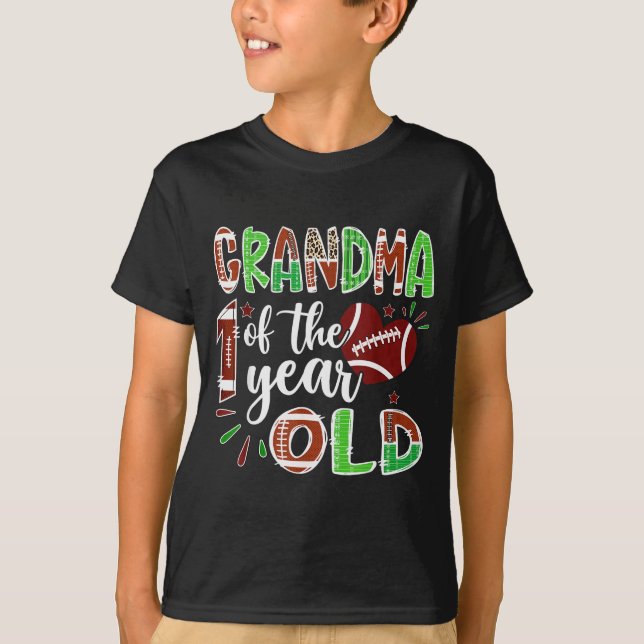 Camiseta Grandma Of The 1 Year Old Football 1st Birthday Bo (Anverso)
