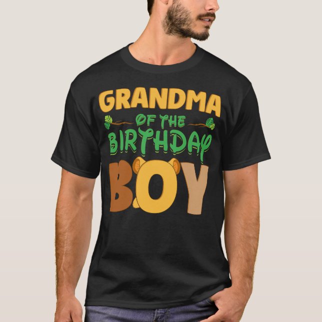 Camiseta Grandma Of The Birthday Boy Lion Family Party Deco (Anverso)