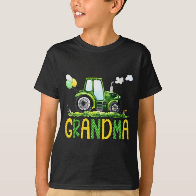 Camiseta Grandma Of The Birthday Boy Tractor Farm Truck Mat (Anverso)