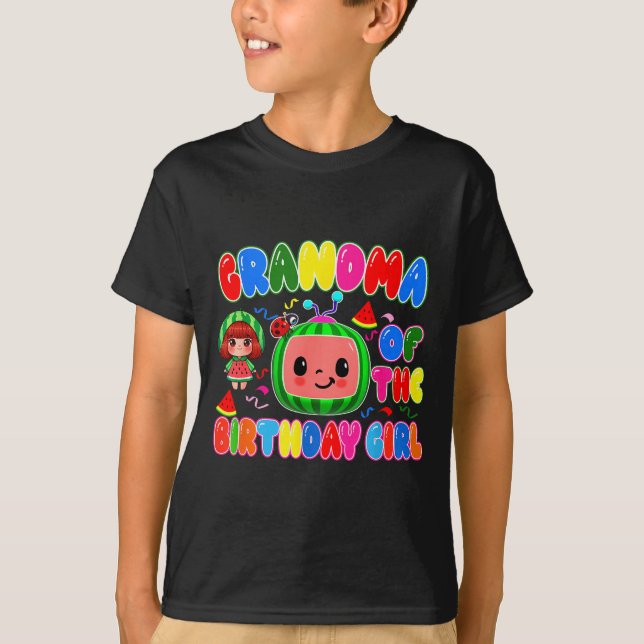 Camiseta Grandma Of The Birthday Girl Melon Family Matching (Anverso)
