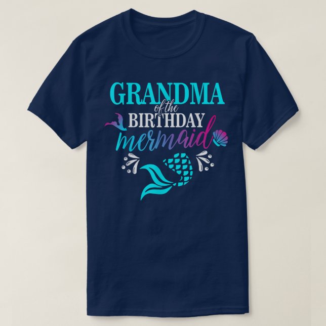 Camiseta Grandma Of The Birthday Mermaid Matching Family  (Diseño del anverso)