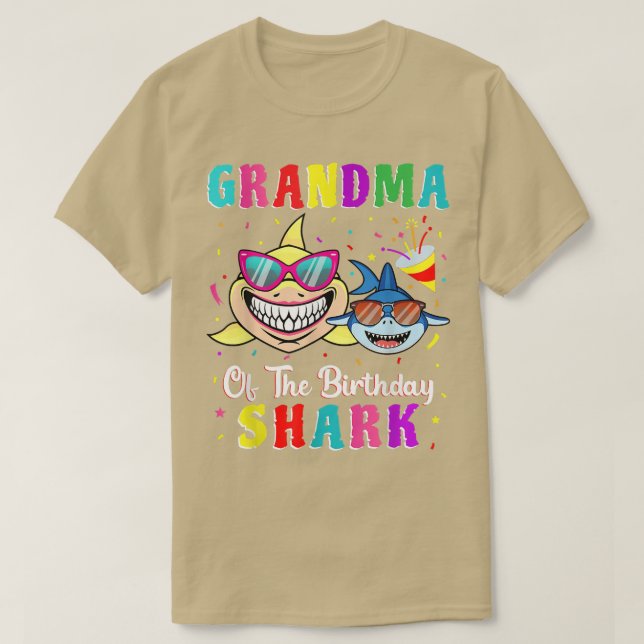 Camiseta Grandma Of The Shark Birthday Family Birthday Gran (Diseño del anverso)